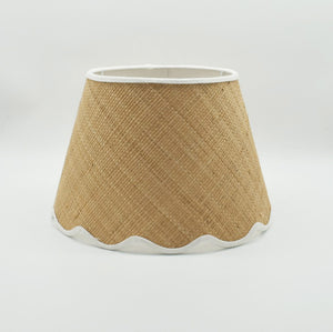 Round Raffia Scallop Shade with Ivory Binding