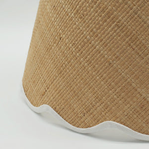 Round Raffia Scallop Shade with Ivory Binding