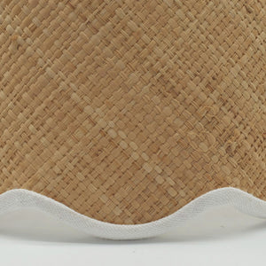 Round Raffia Scallop Shade with Ivory Binding