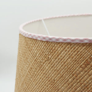 Round Raffia Scallop Shade with Pink Gingham Binding