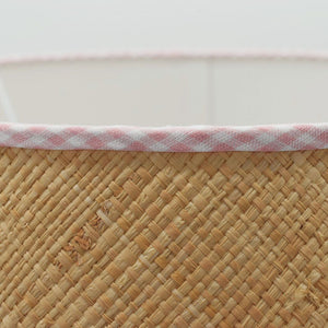 Round Raffia Scallop Shade with Pink Gingham Binding