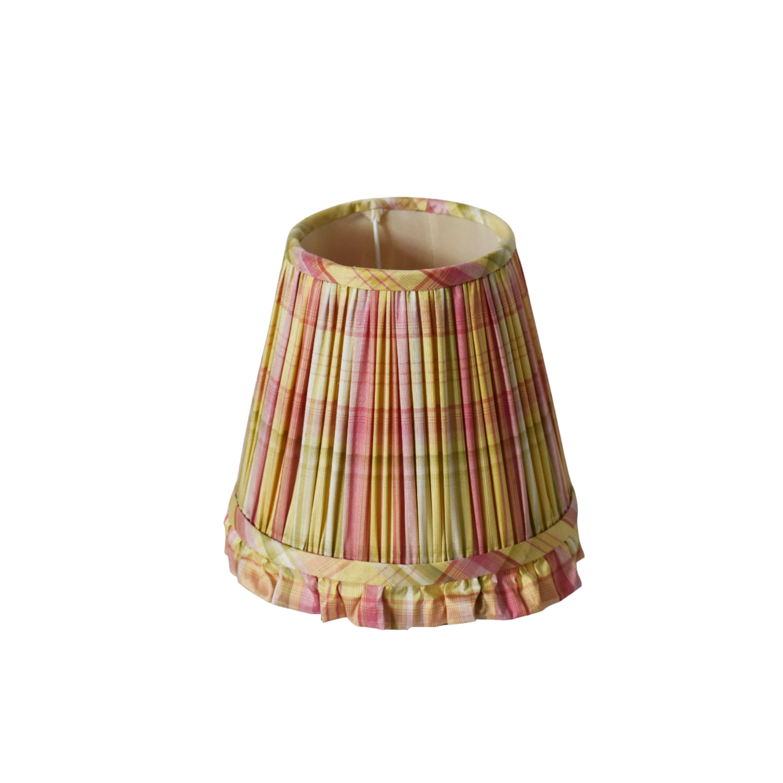 Pink & Yellow Gathered Shade With Ruffle