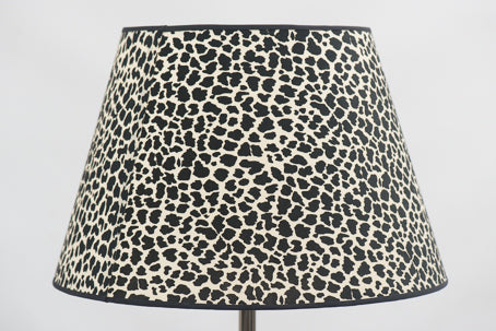 Round black flock ocelot print lamp shade