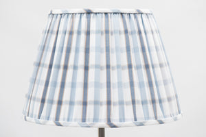 Round blue checked gathered lamp shade