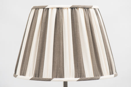Round brown & ivory striped gathered lamp shade