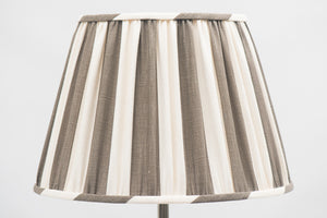 Round brown & ivory striped gathered lamp shade