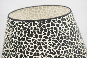 Round black flock ocelot print lamp shade