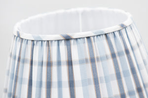 Round blue checked gathered lamp shade