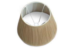 Round gold silk gathered lamp shade