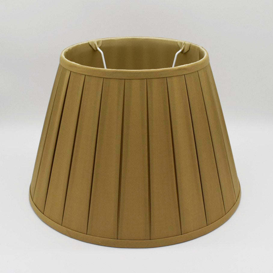 Round Gold Silk Box Pleated Shade